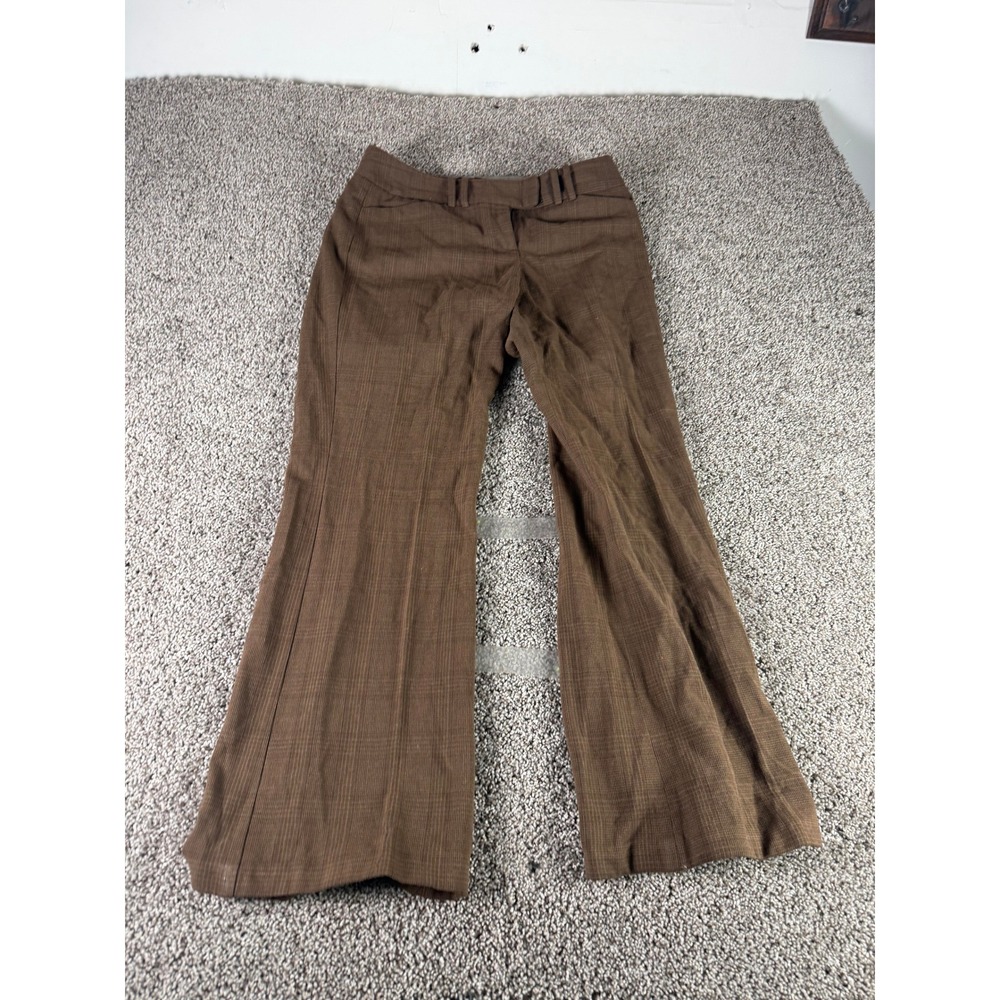 The Limited Cassidy Fit Dress Pant Women's Brown Plaid Flare Stretch Slacks - 8